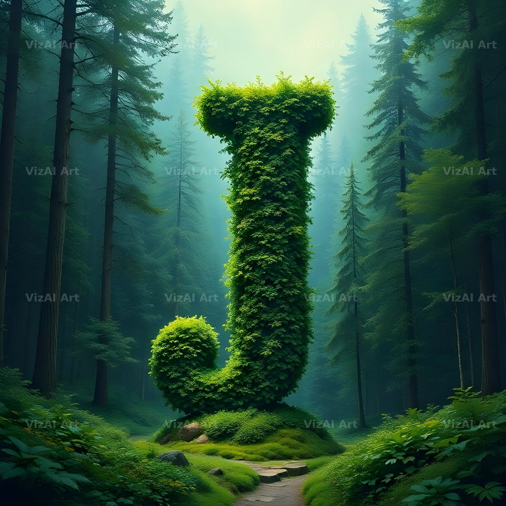 Enchanted Forest Moss alphabet letter J