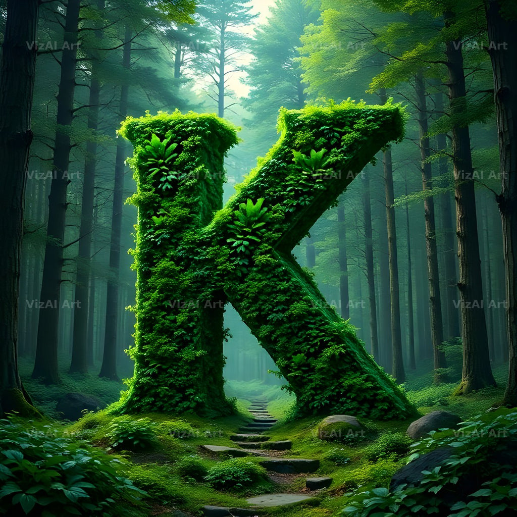 Enchanted Forest Moss alphabet letter K