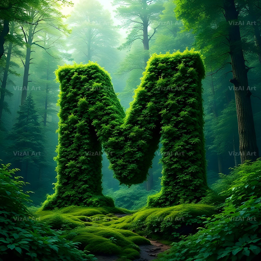 Enchanted Forest Moss alphabet letter M