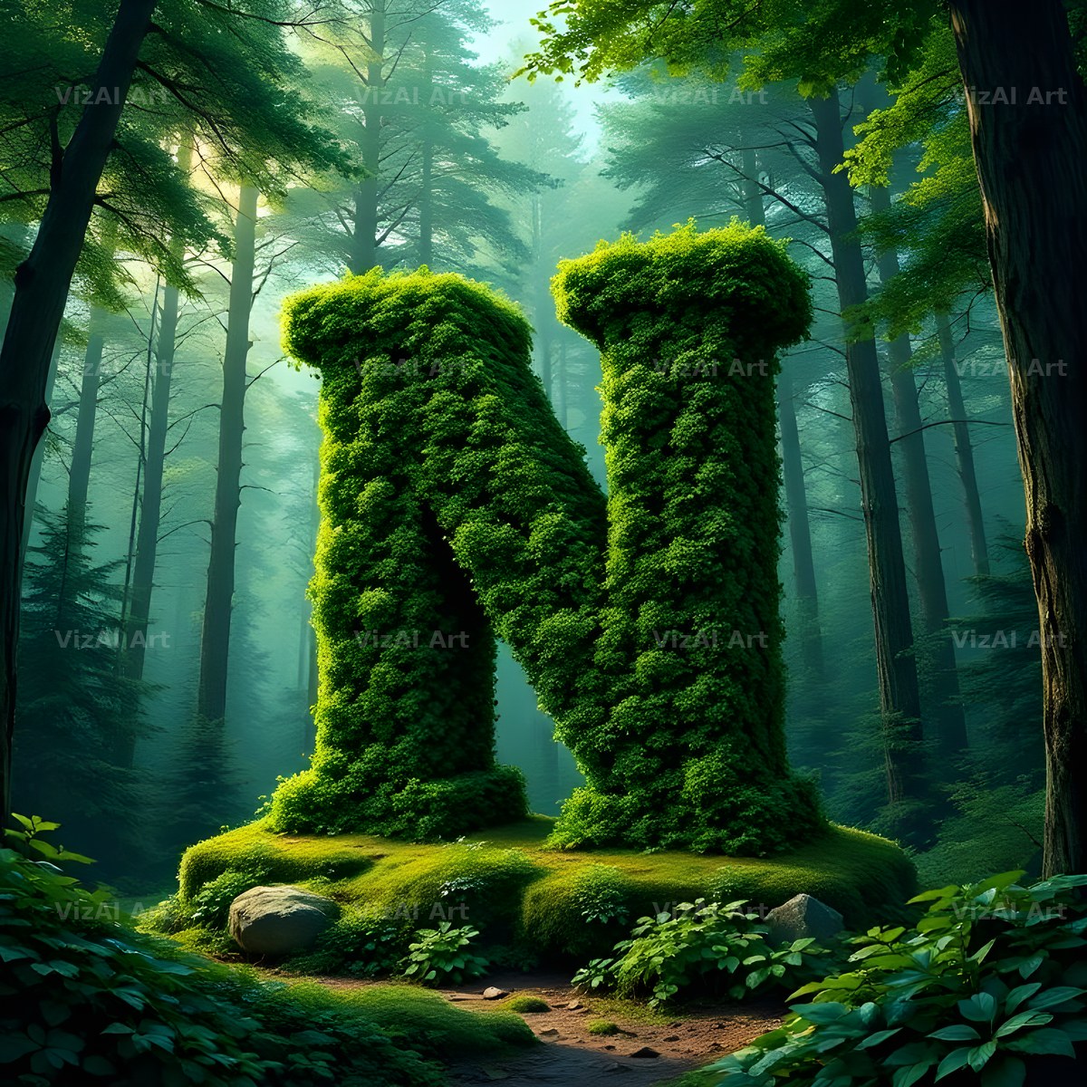 Enchanted Forest Moss alphabet letter N