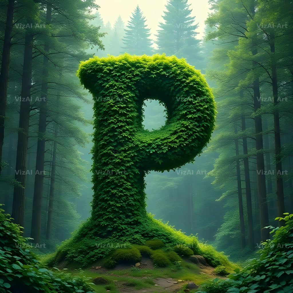 Enchanted Forest Moss alphabet letter P