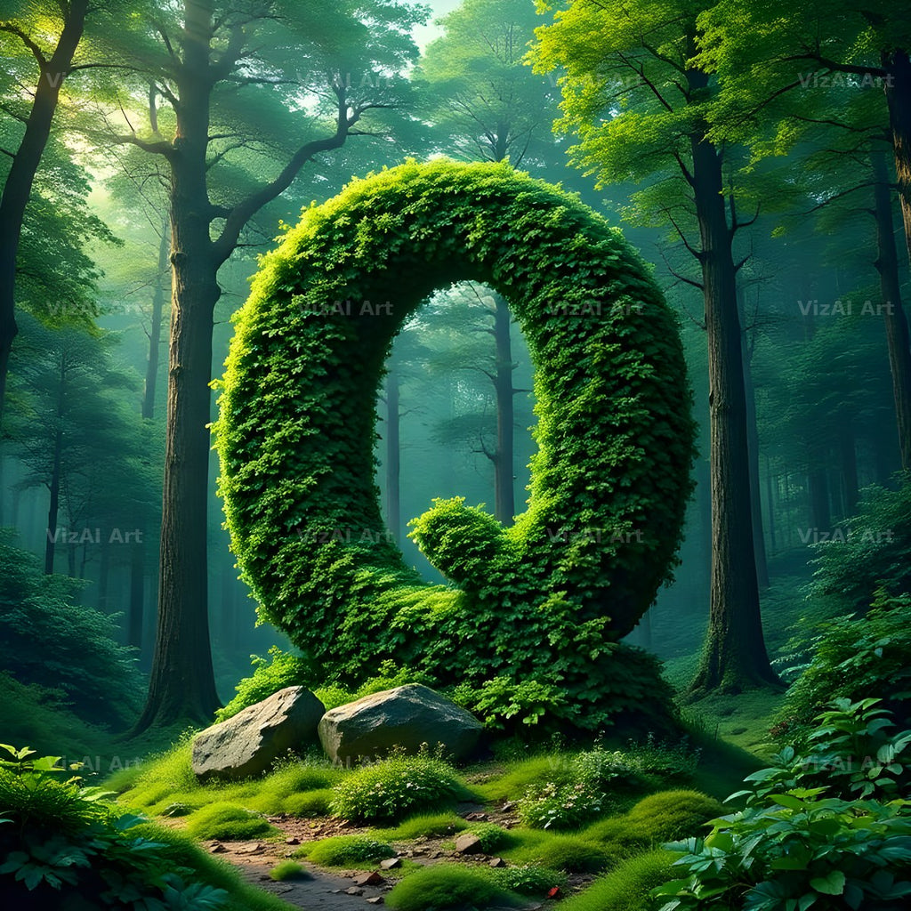 Enchanted Forest Moss alphabet letter Q