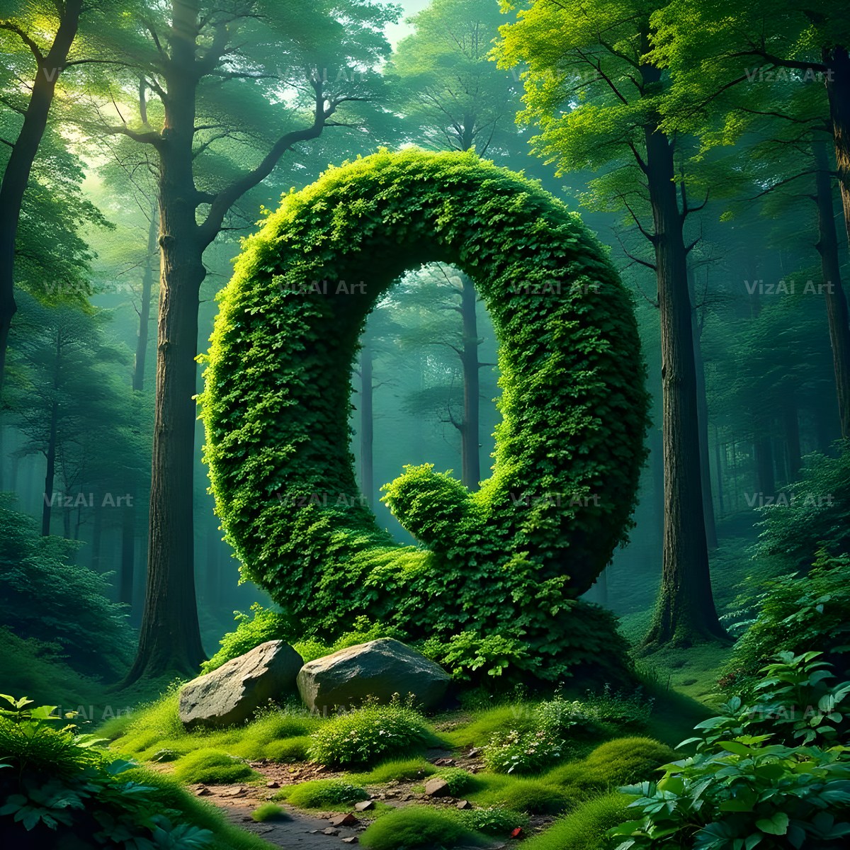 Enchanted Forest Moss alphabet letter Q