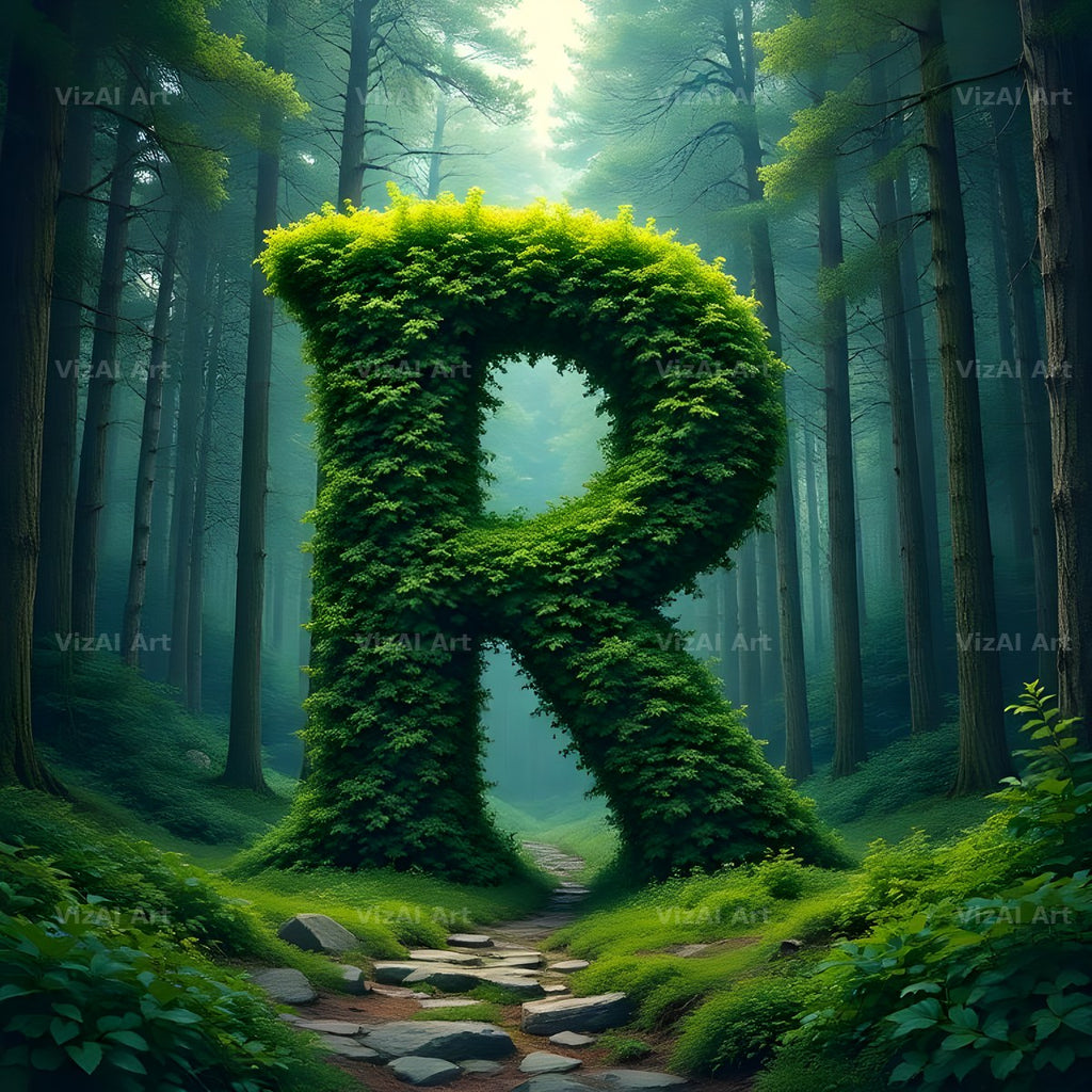 Enchanted Forest Moss alphabet letter R