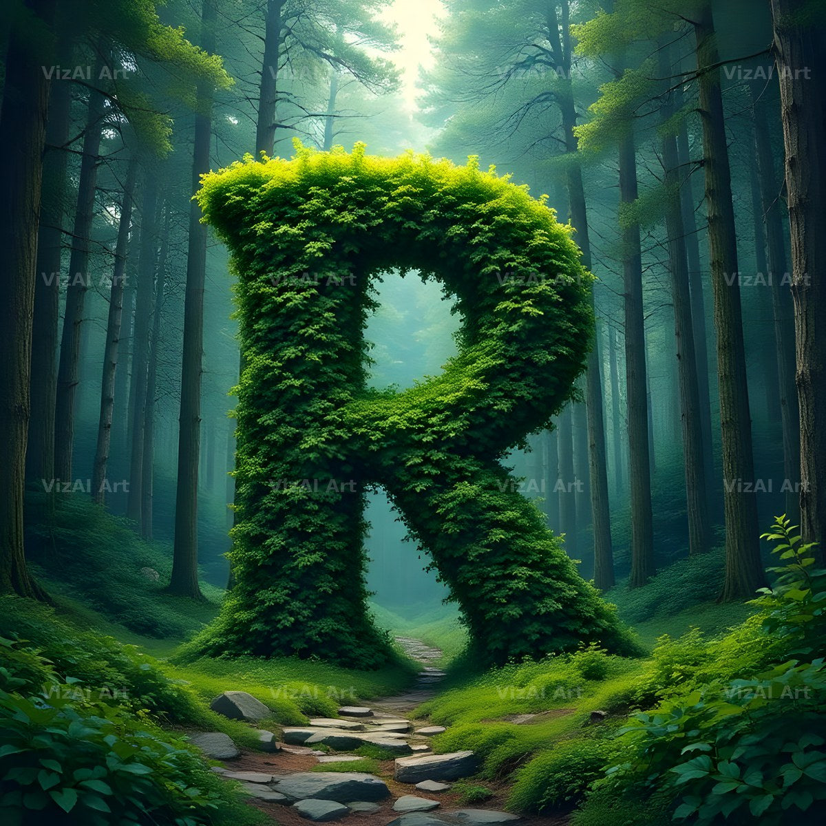 Enchanted Forest Moss alphabet letter R