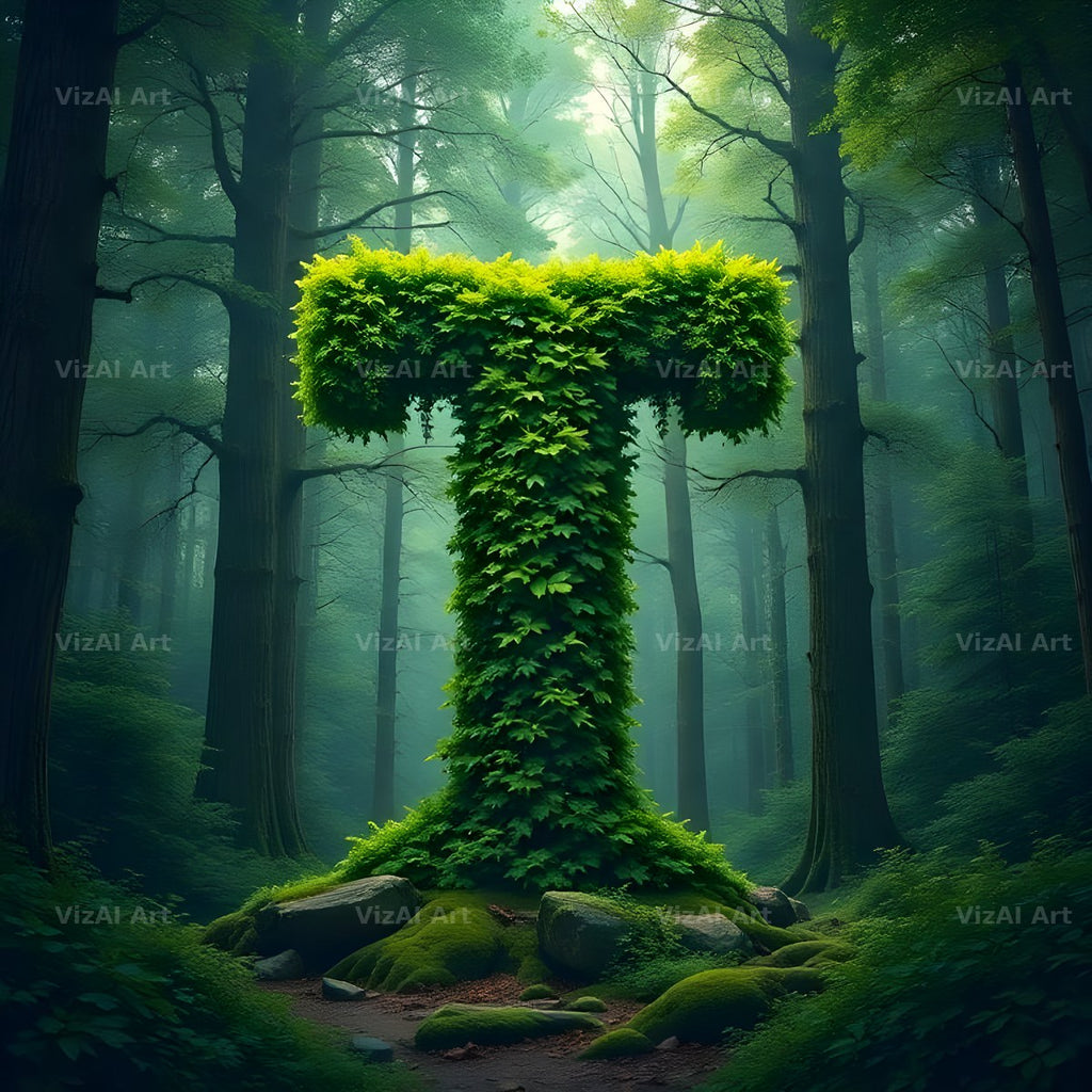 Enchanted Forest Moss alphabet letter T