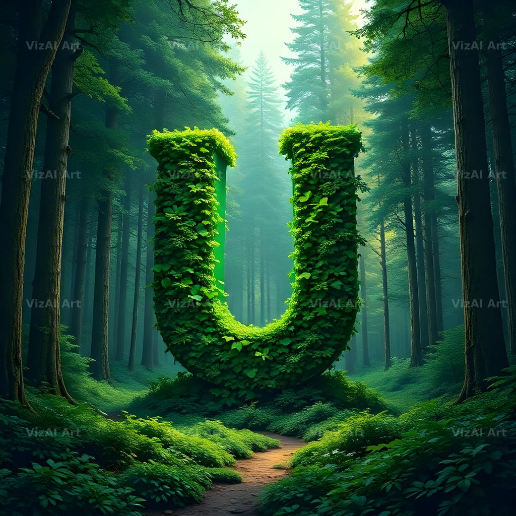 Enchanted Forest Moss alphabet letter U