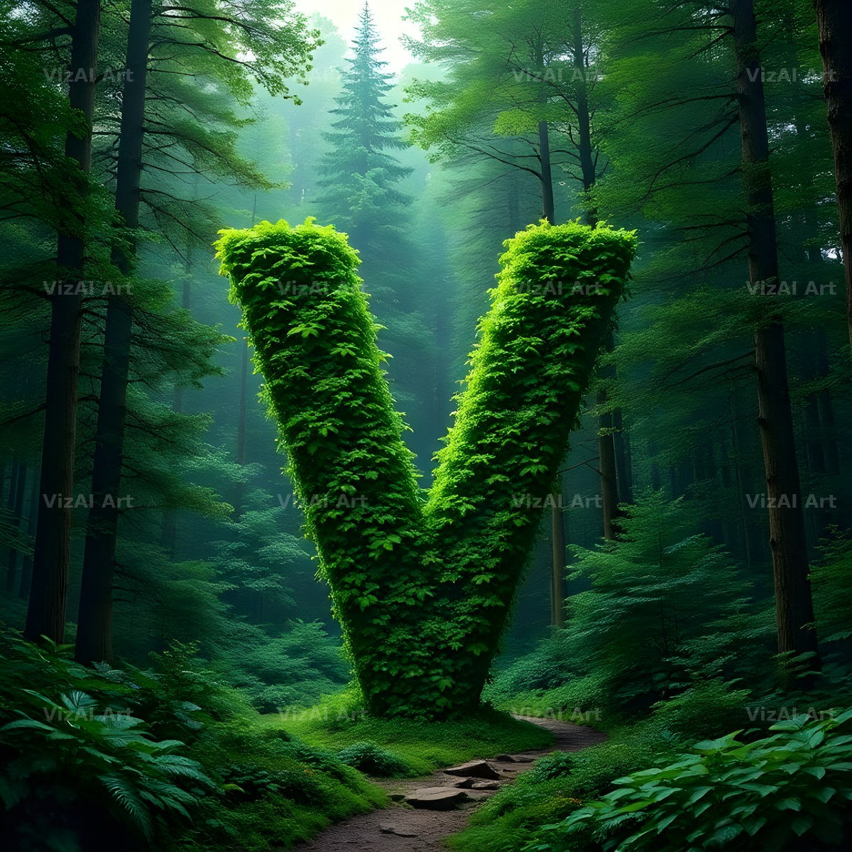 Enchanted Forest Moss alphabet letter V