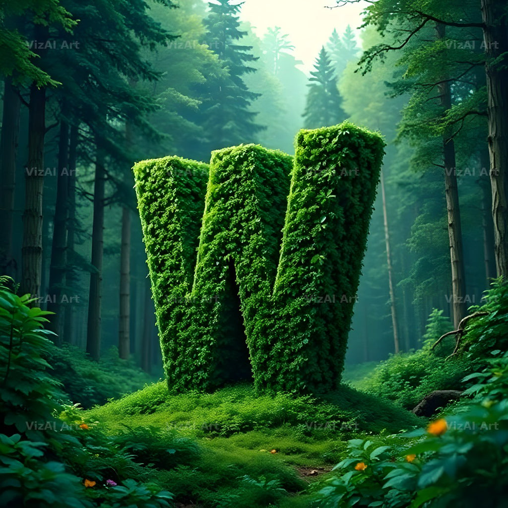 Enchanted Forest Moss alphabet letter W