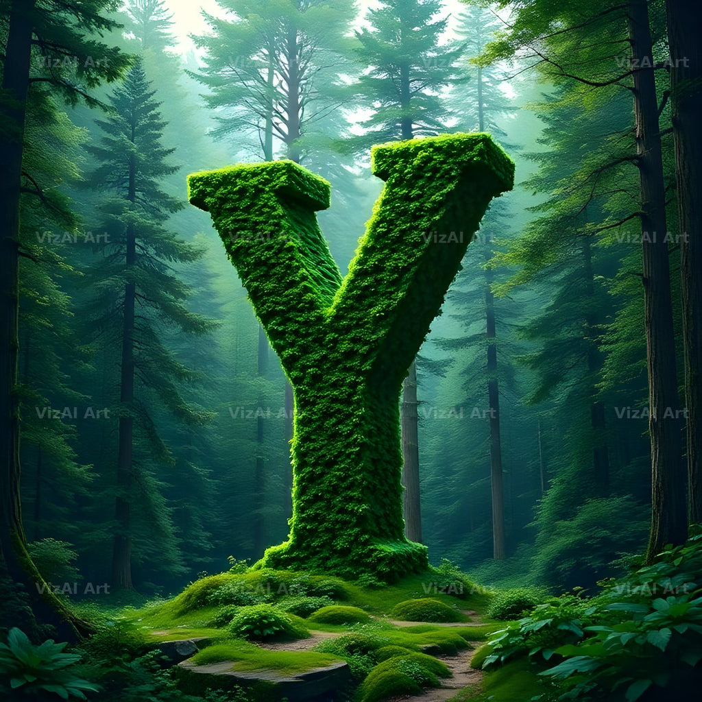 Enchanted Forest Moss alphabet letter Y