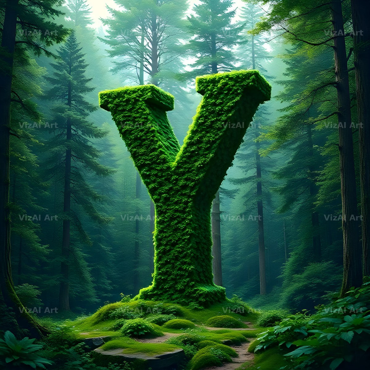 Enchanted Forest Moss alphabet letter Y
