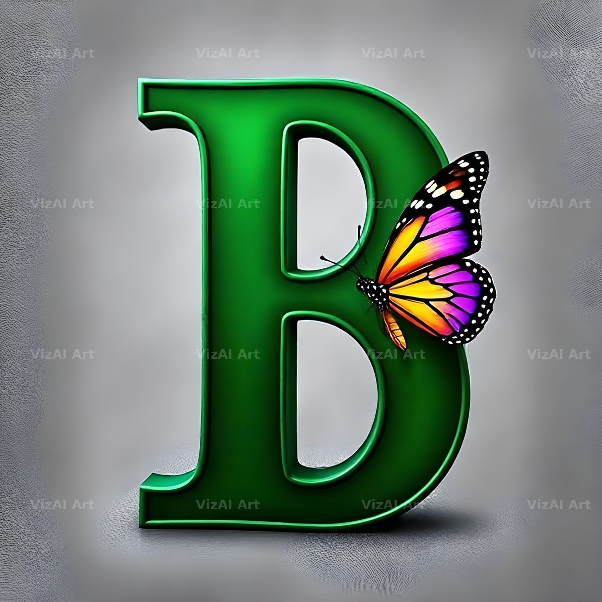 Emerald Butterfly Garden alphabet letter B