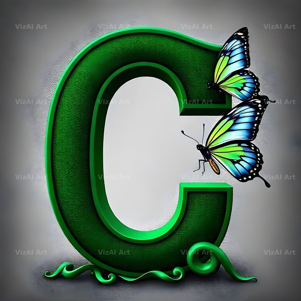 Emerald Butterfly Garden alphabet letter C