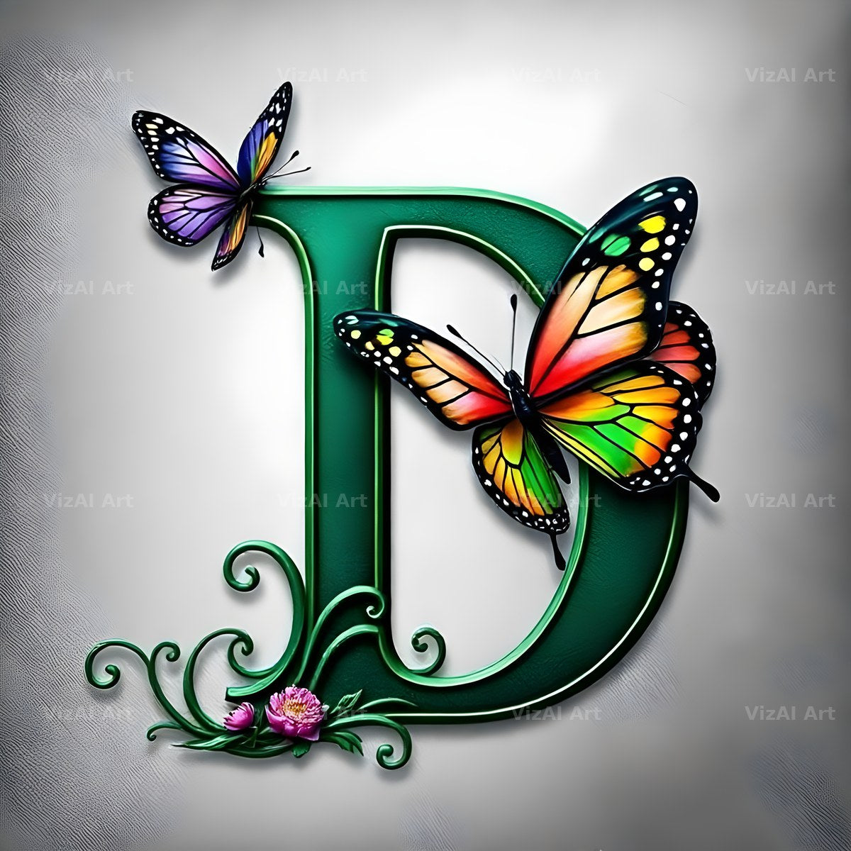 Emerald Butterfly Garden alphabet letter D