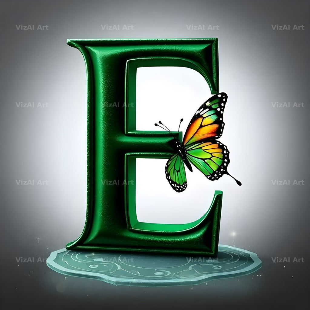 Emerald Butterfly Garden alphabet letter E