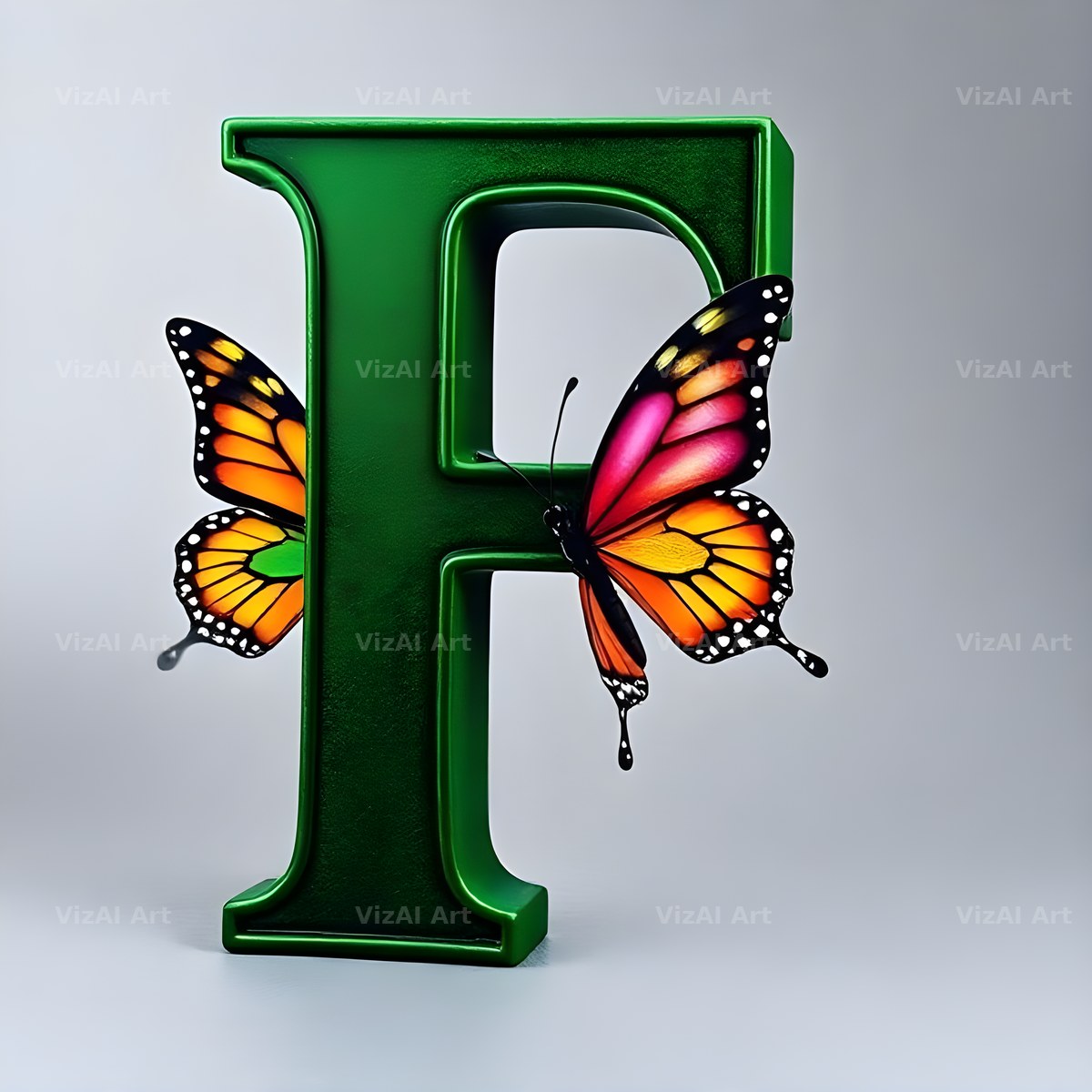 Emerald Butterfly Garden alphabet letter F
