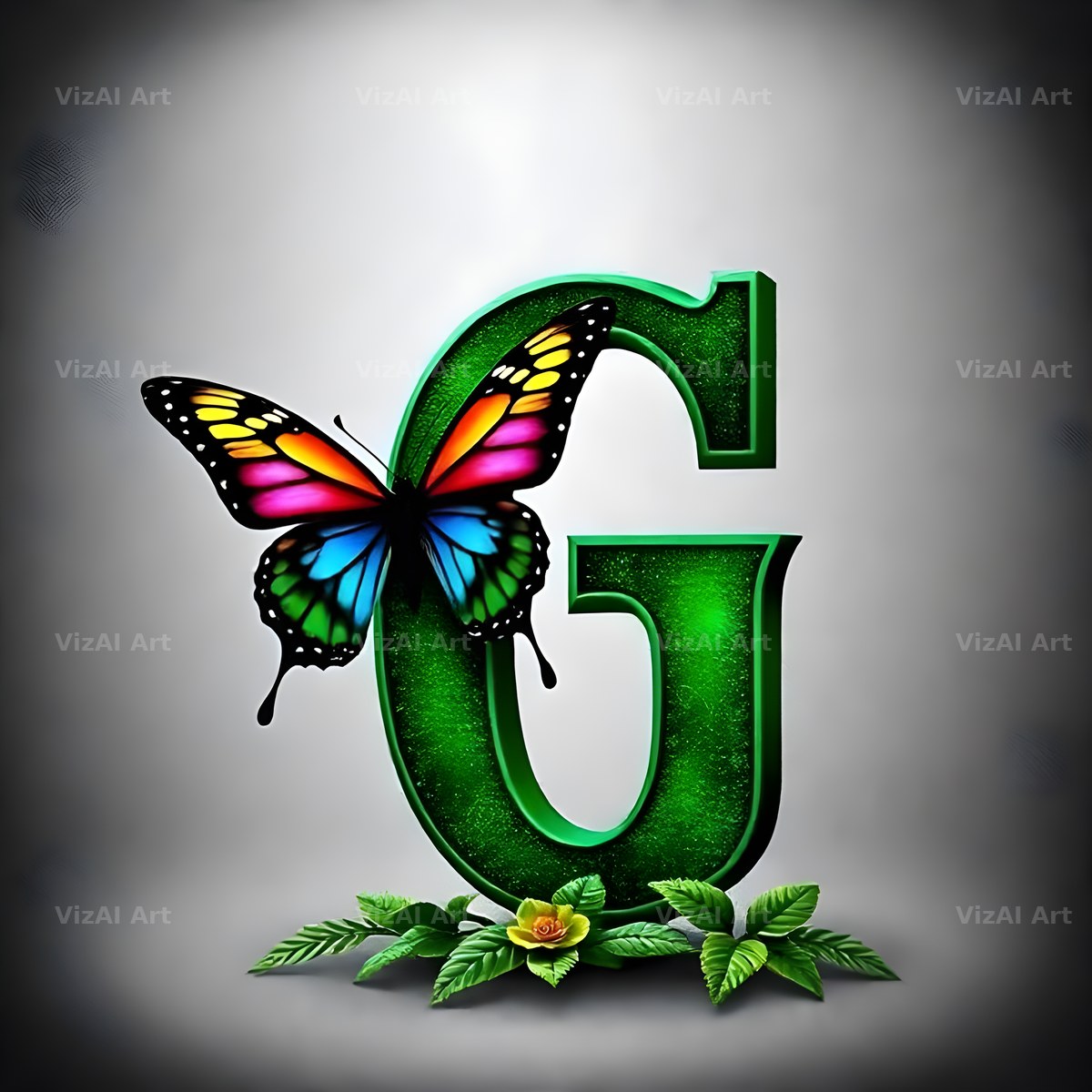 Emerald Butterfly Garden alphabet letter G