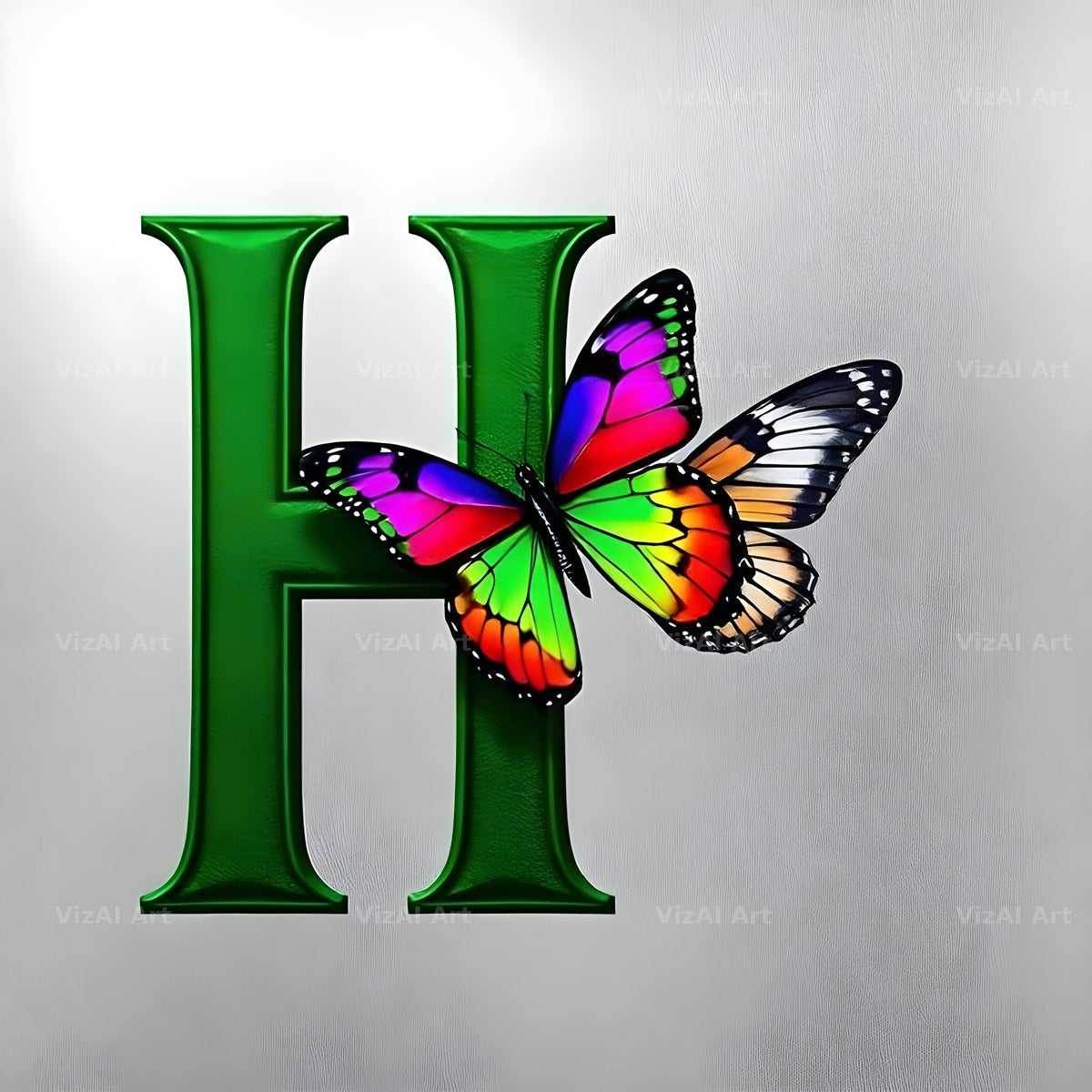 Emerald Butterfly Garden alphabet letter H