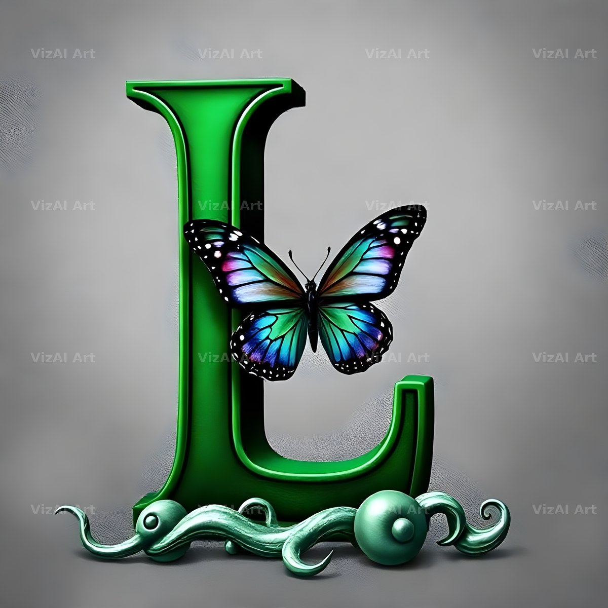 Emerald Butterfly Garden alphabet letter L