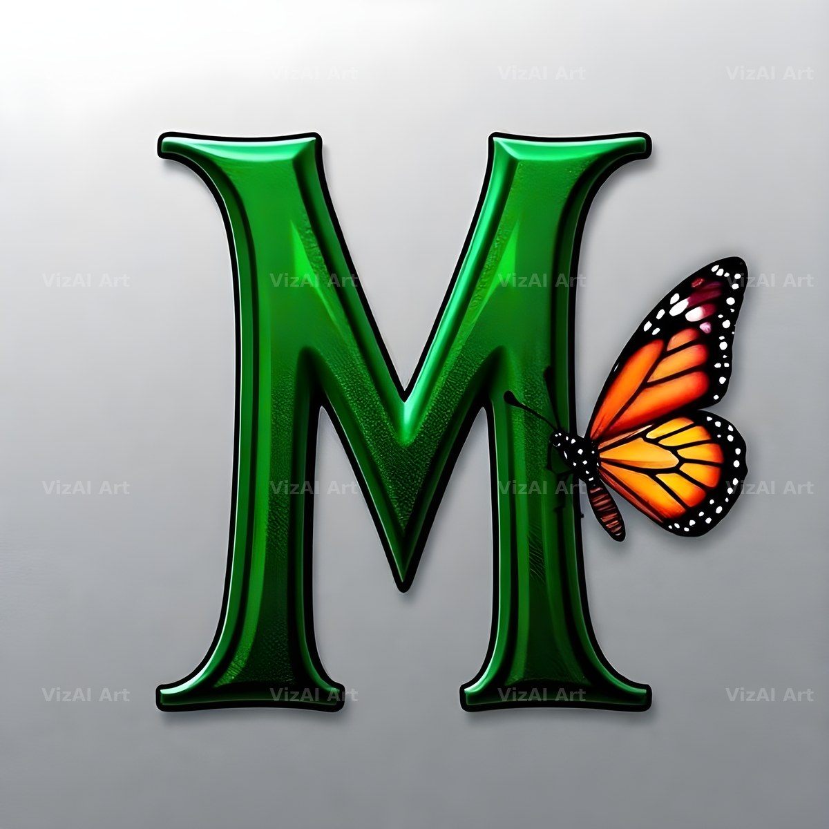 Emerald Butterfly Garden alphabet letter M