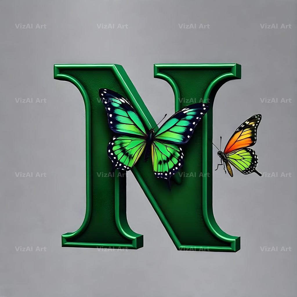 Emerald Butterfly Garden alphabet letter N