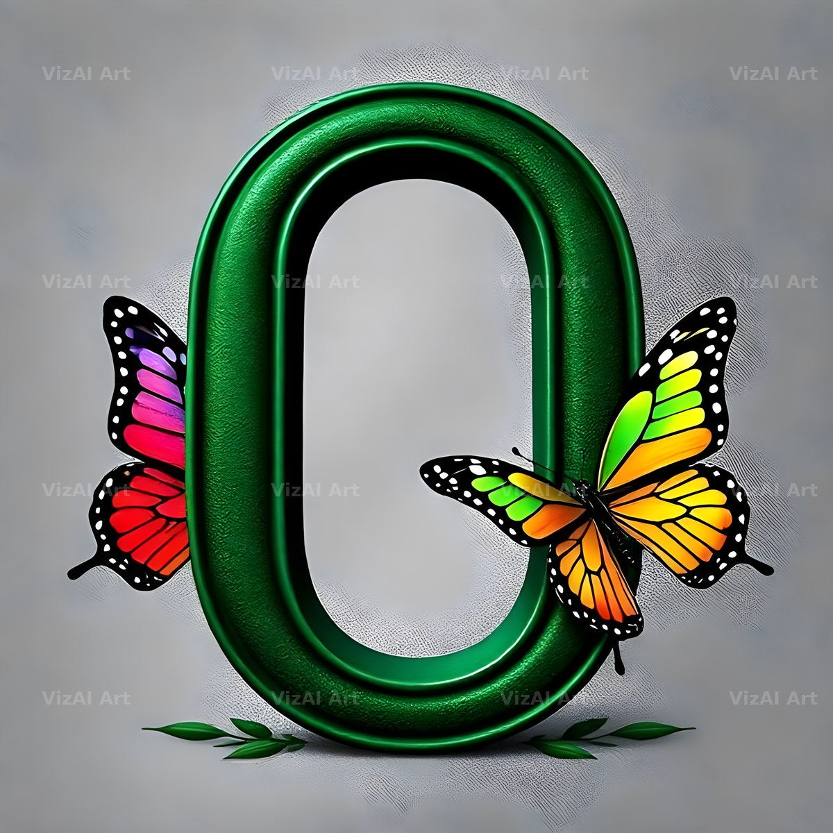 Emerald Butterfly Garden alphabet letter O