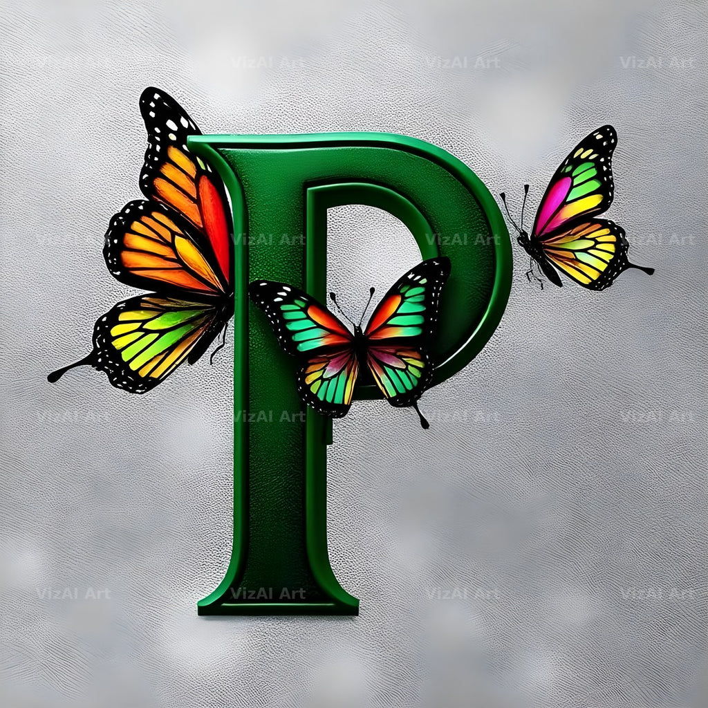 Emerald Butterfly Garden alphabet letter P