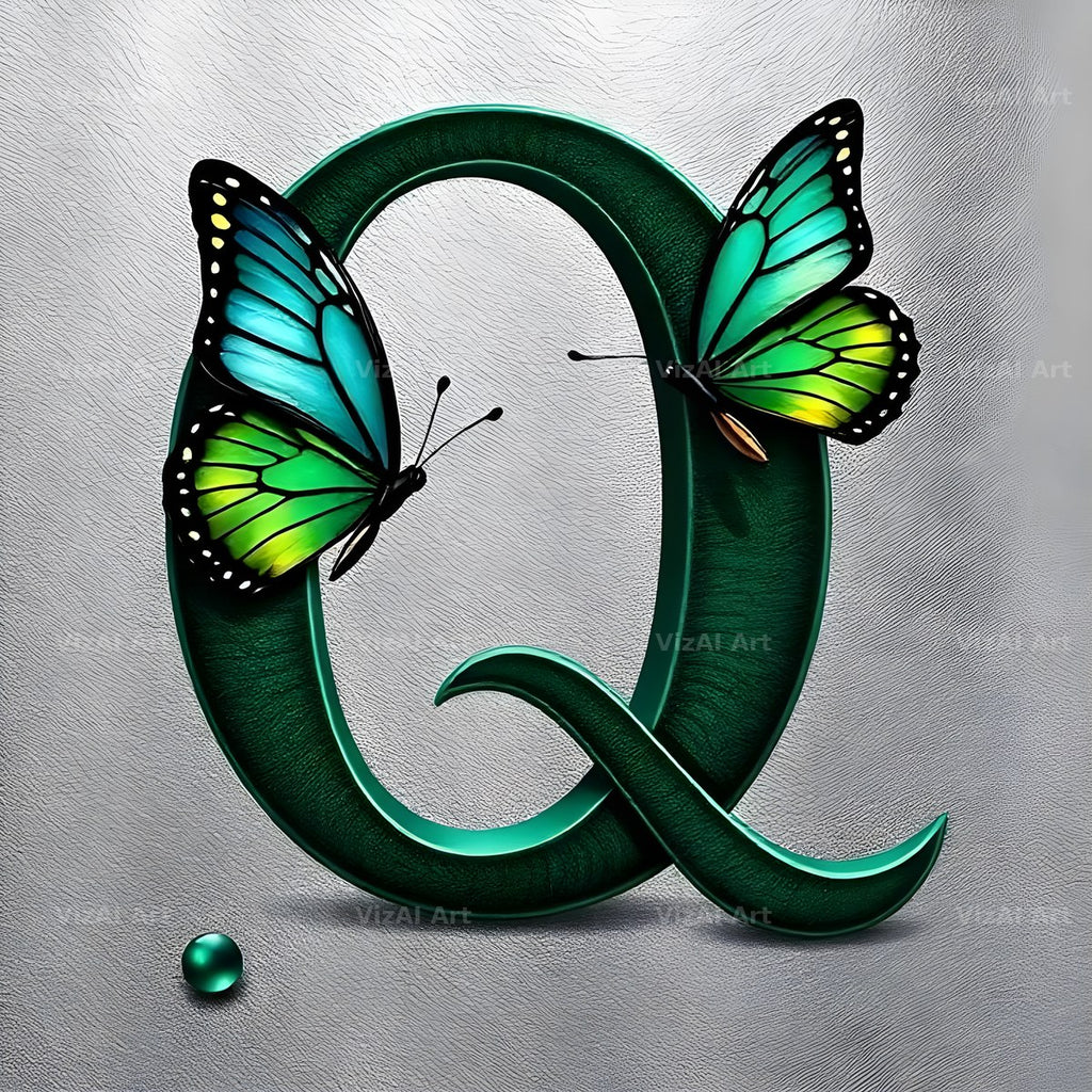 Emerald Butterfly Garden alphabet letter Q
