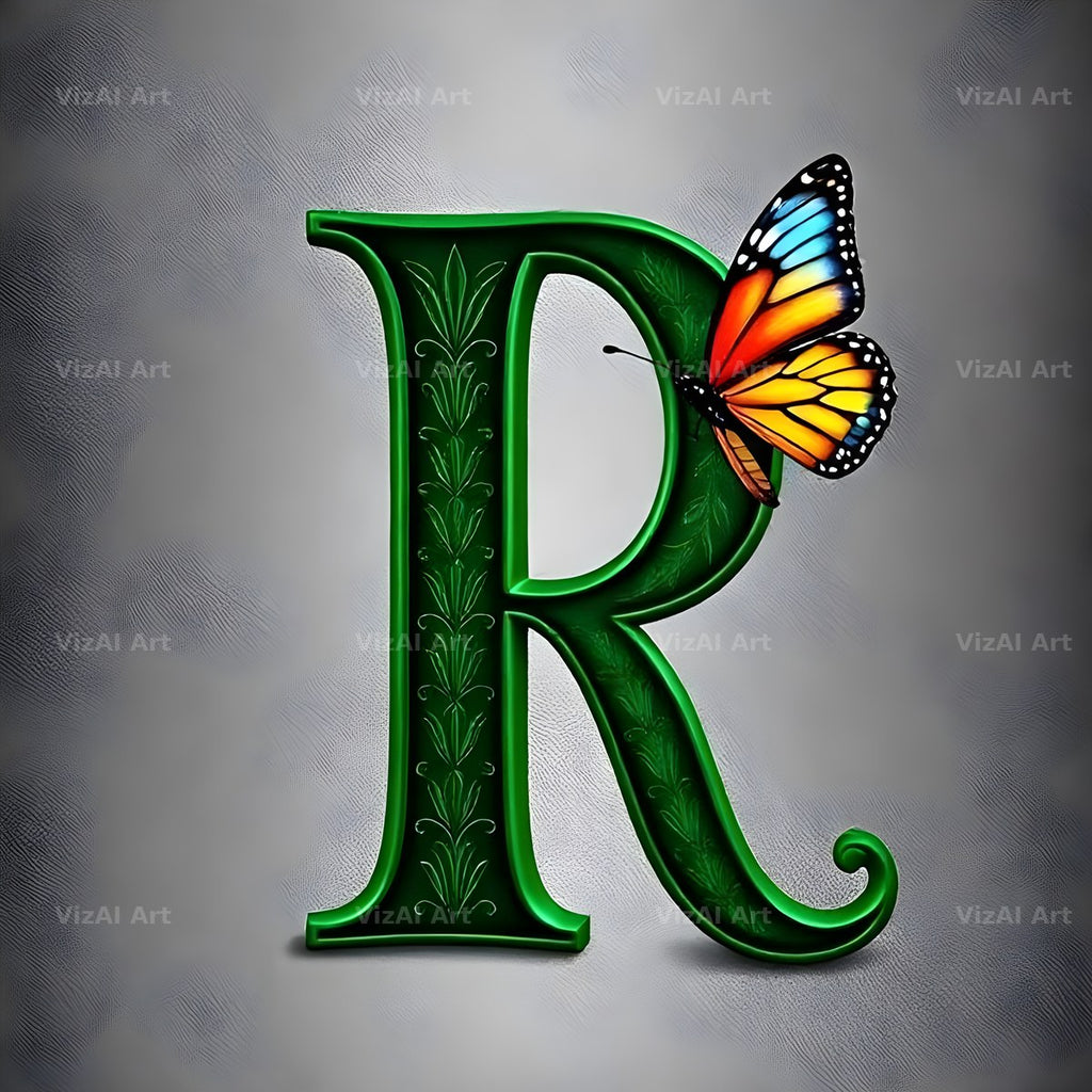 Emerald Butterfly Garden alphabet letter R