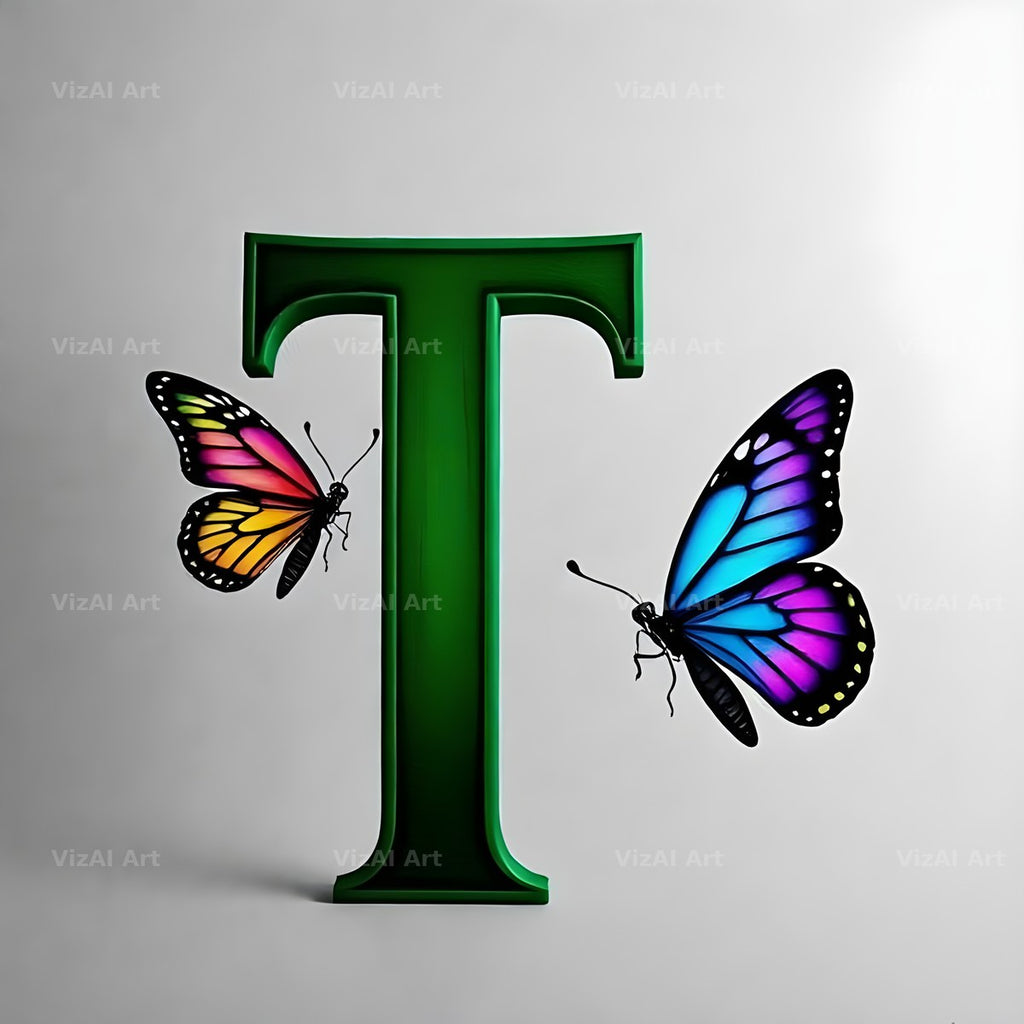 Emerald Butterfly Garden alphabet letter T