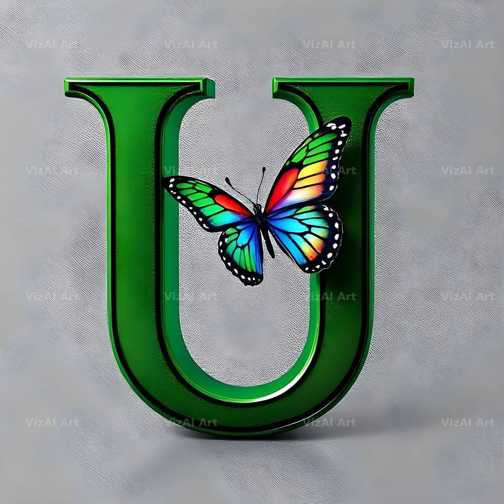 Emerald Butterfly Garden alphabet letter U