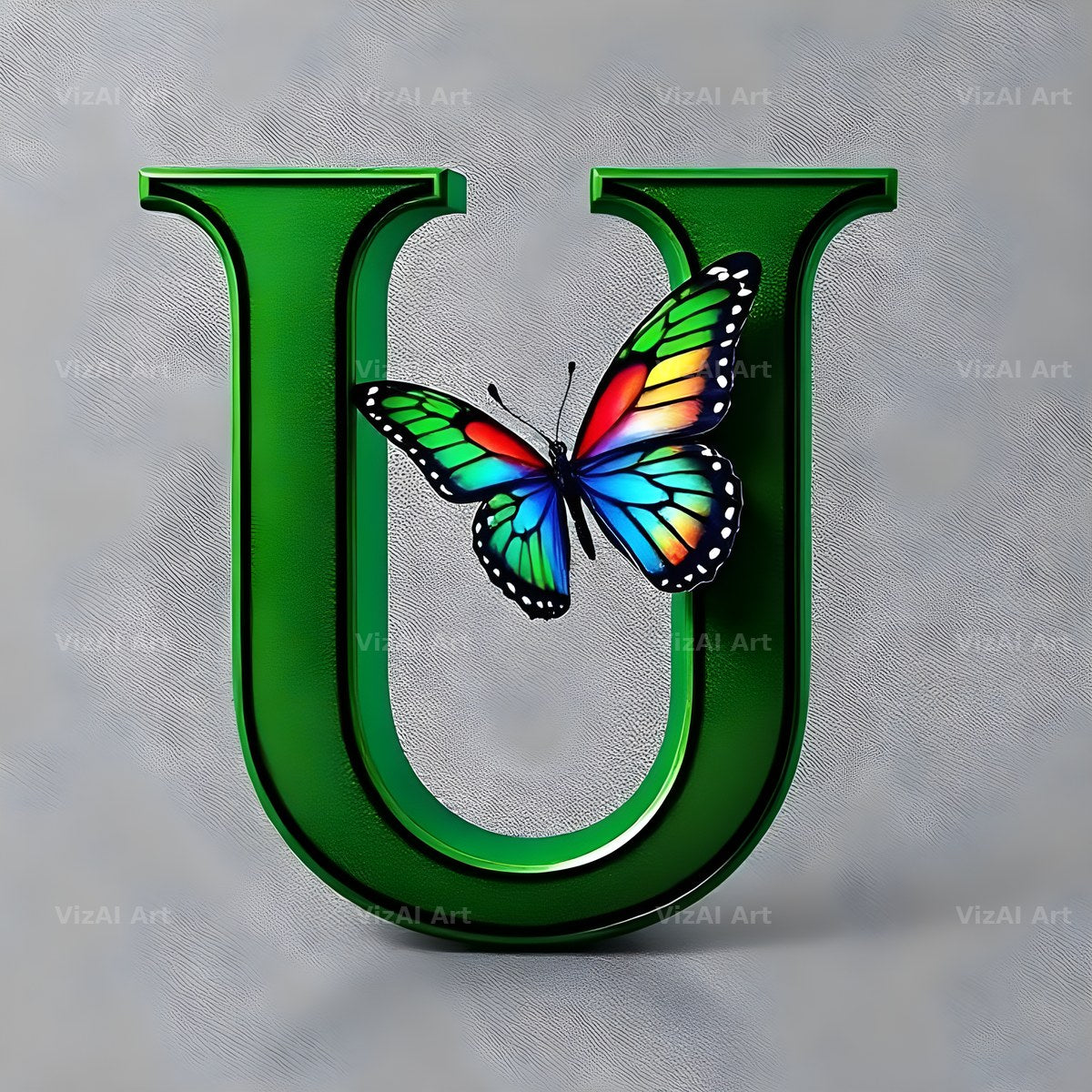 Emerald Butterfly Garden alphabet letter U