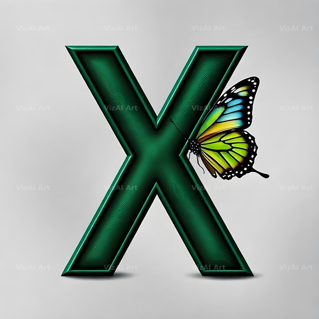 Emerald Butterfly Garden alphabet letter X