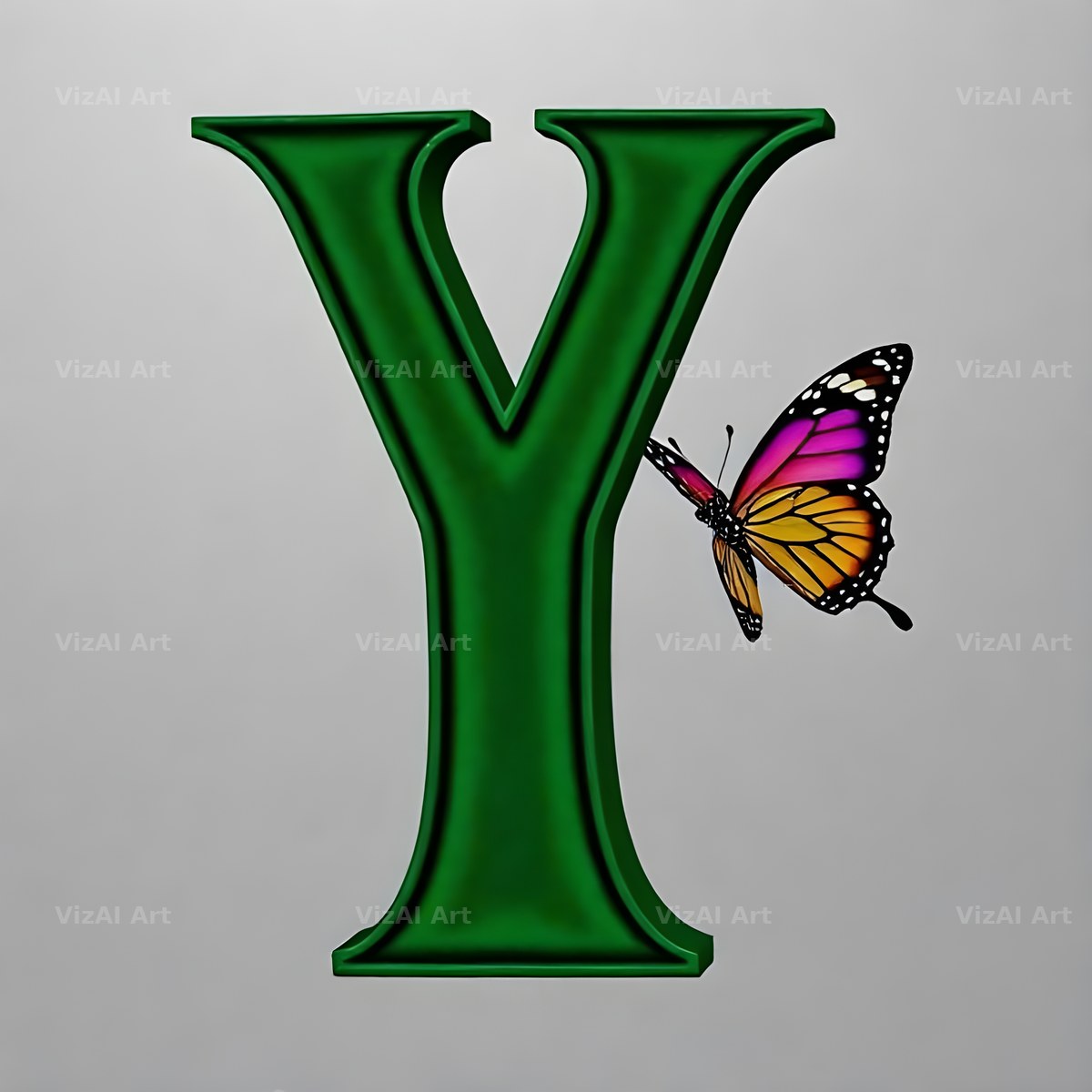 Emerald Butterfly Garden alphabet letter Y