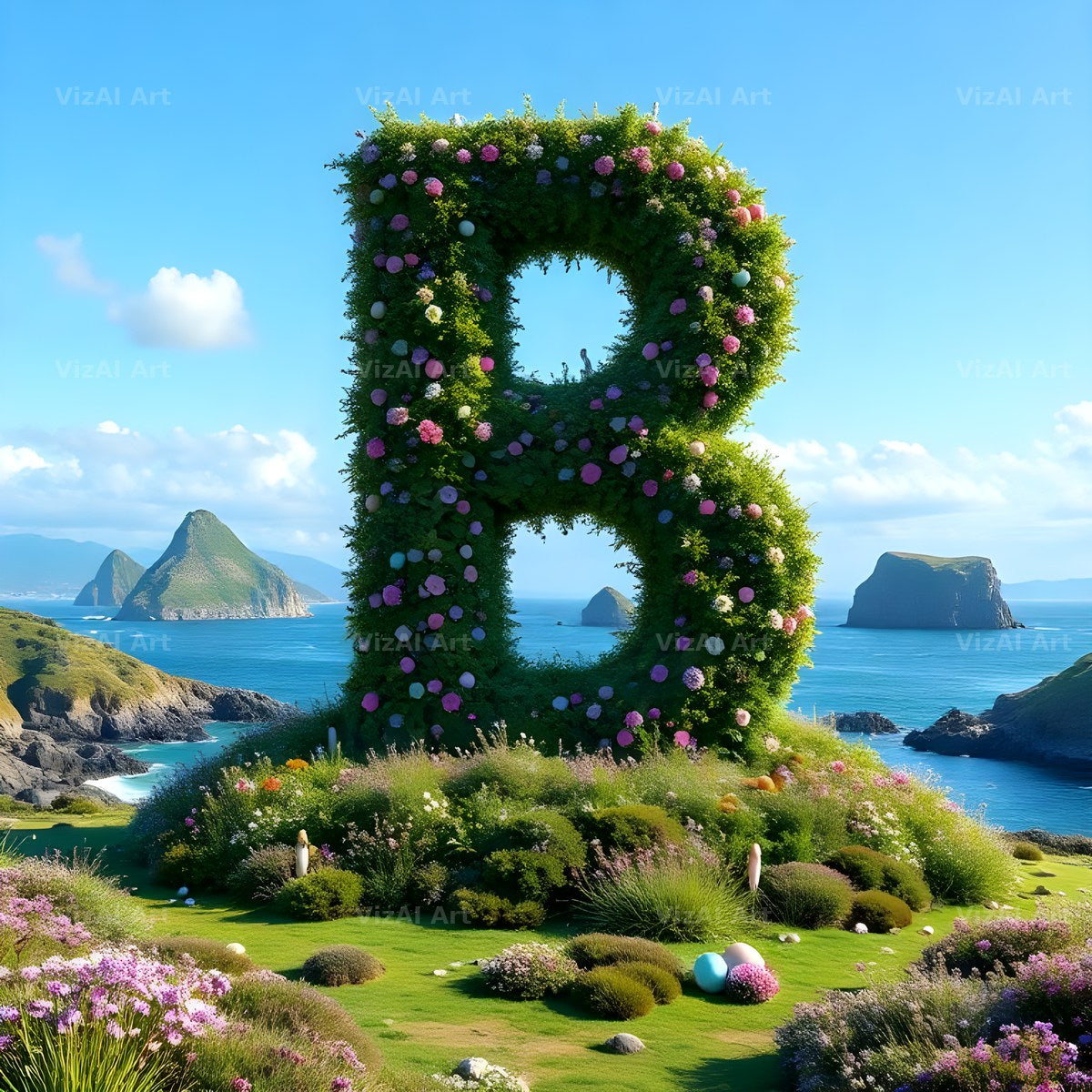 Easter Island Moai alphabet letter B