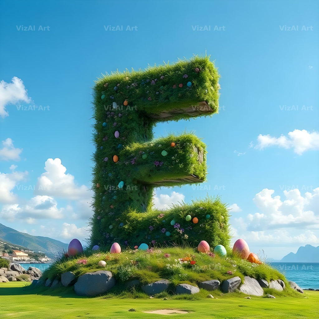 Easter Island Moai alphabet letter E