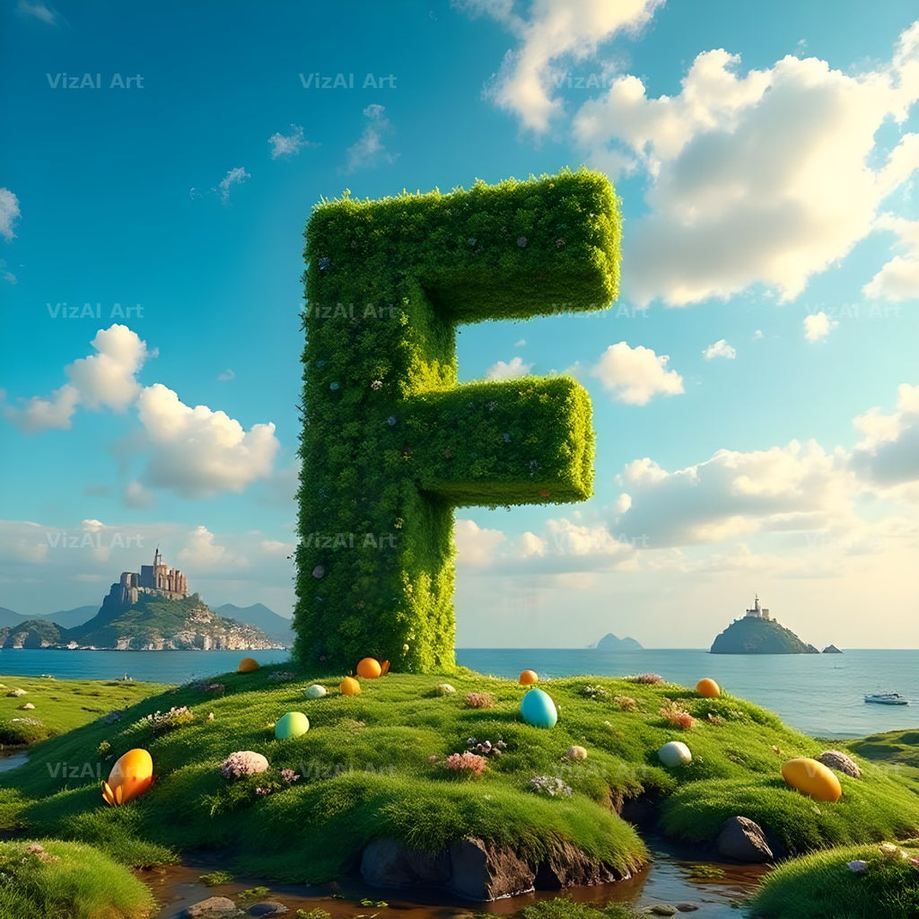 Easter Island Moai alphabet letter F