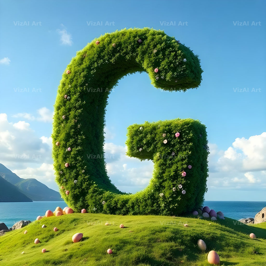 Easter Island Moai alphabet letter G
