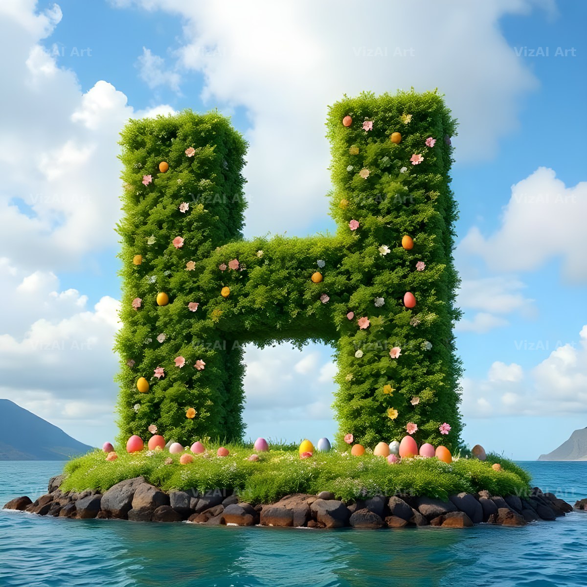 Easter Island Moai alphabet letter H