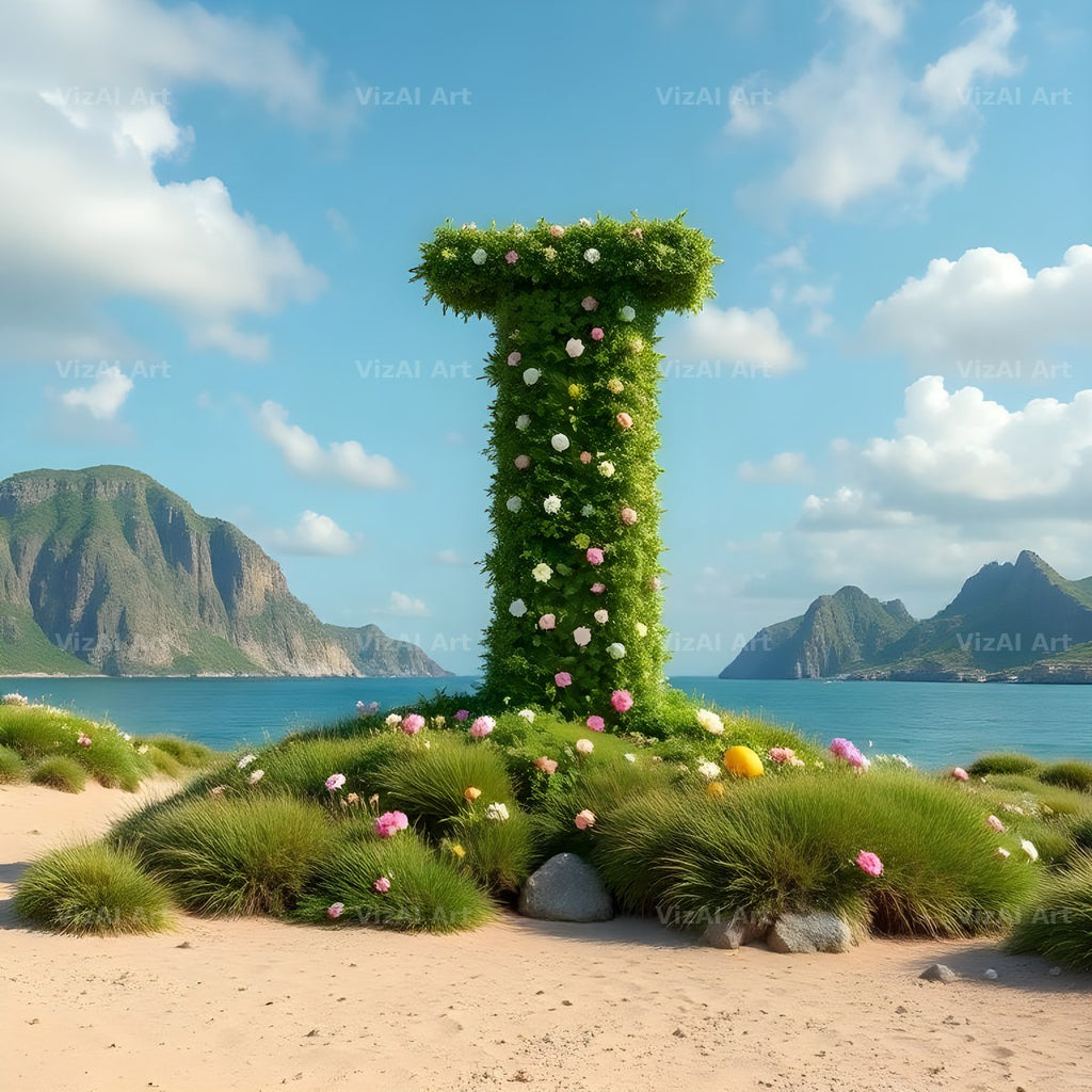 Easter Island Moai alphabet letter I