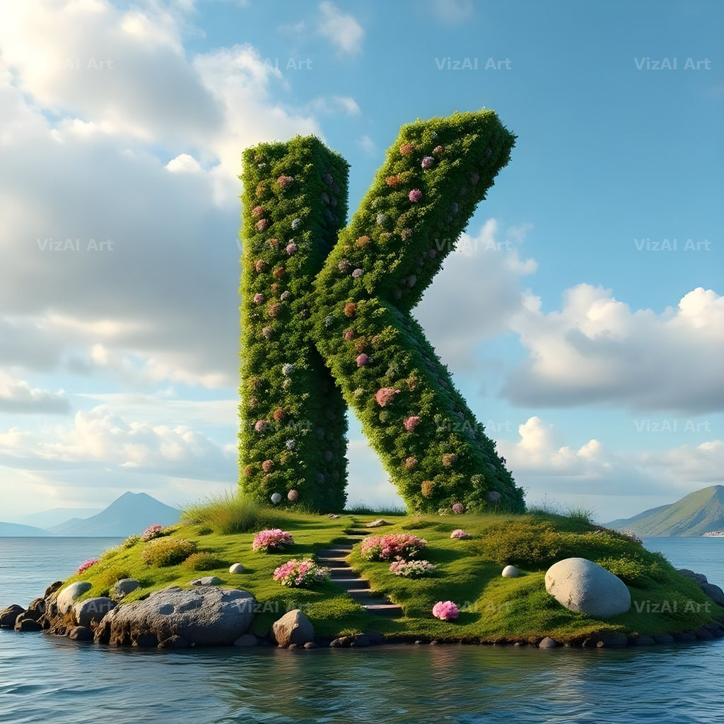 Easter Island Moai alphabet letter K