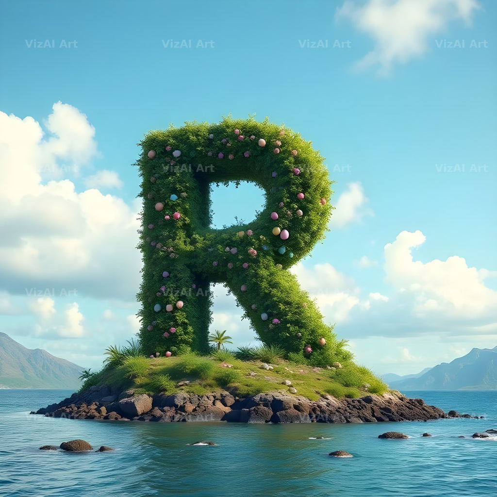 Easter Island Moai alphabet letter R