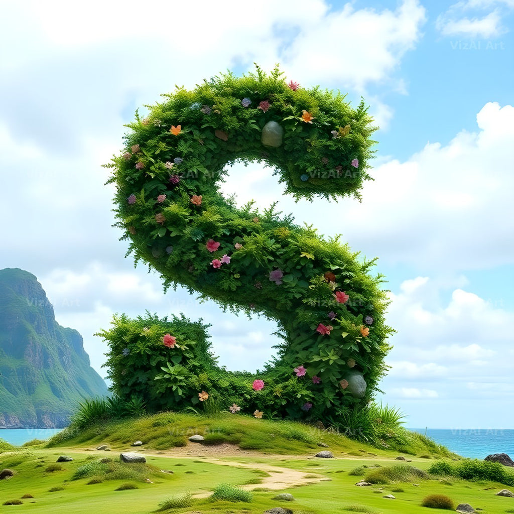 Easter Island Moai alphabet letter S