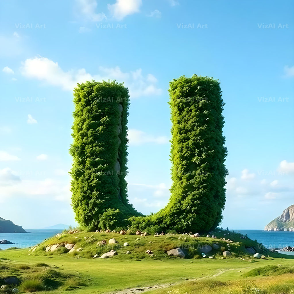 Easter Island Moai alphabet letter U