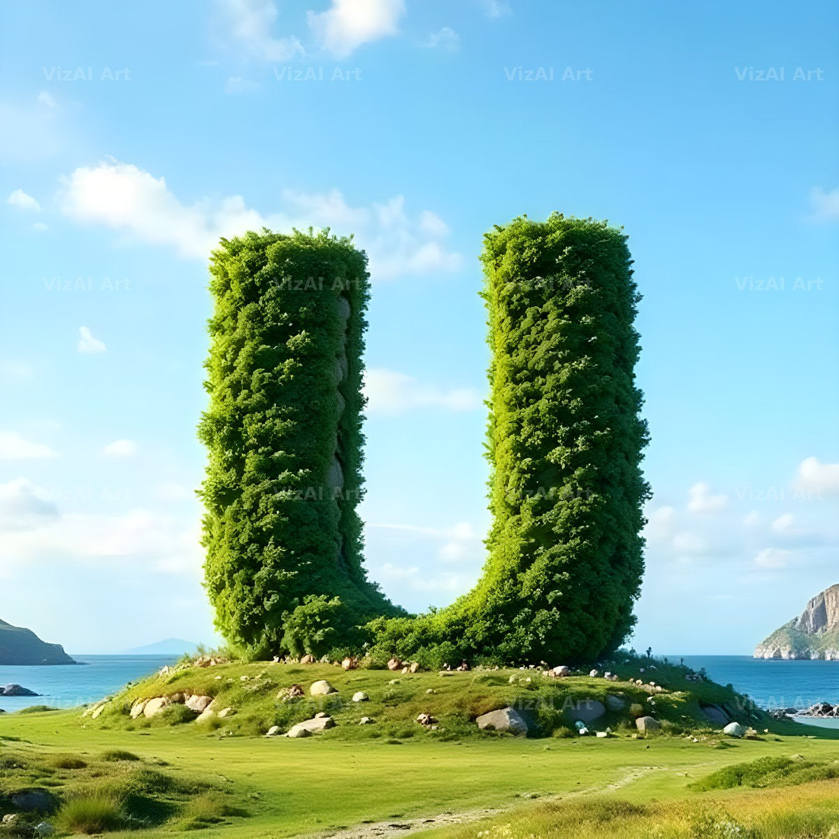 Easter Island Moai alphabet letter U