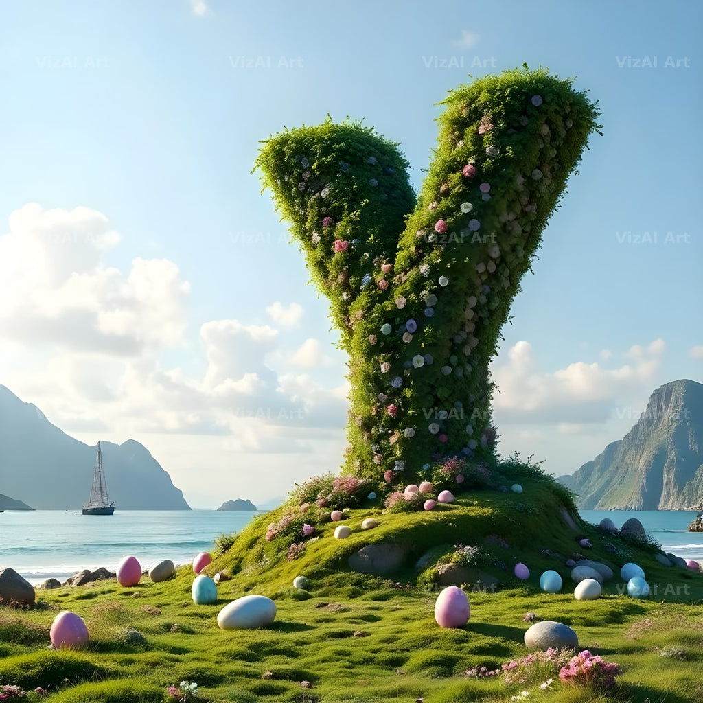 Easter Island Moai alphabet letter Y