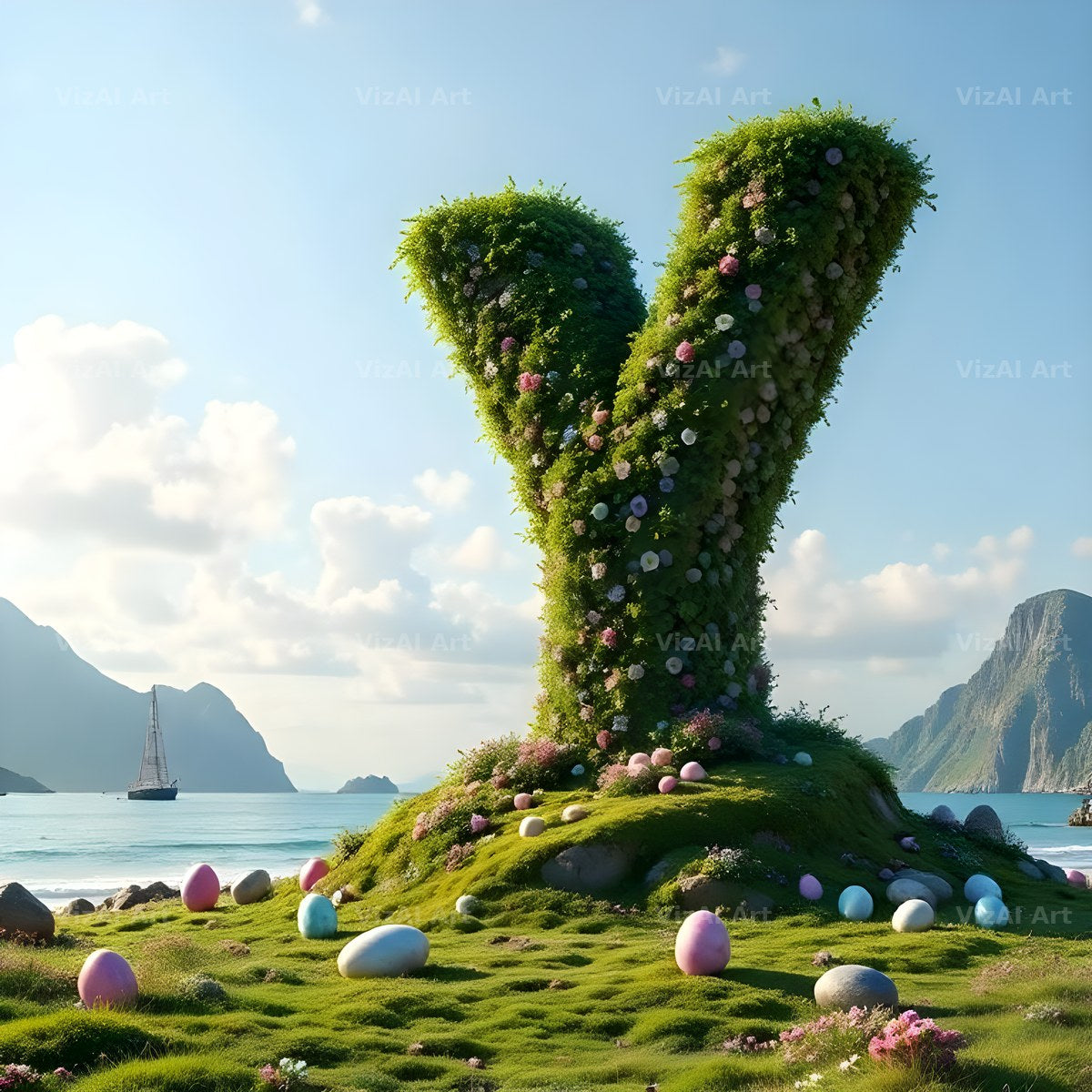 Easter Island Moai alphabet letter Y