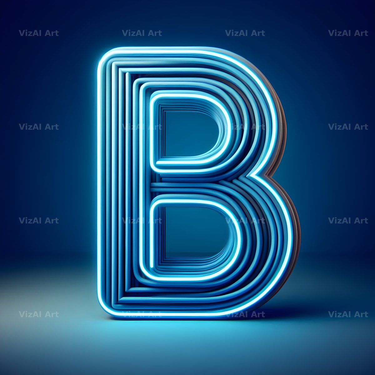 Electric Blue Neon alphabet letter B