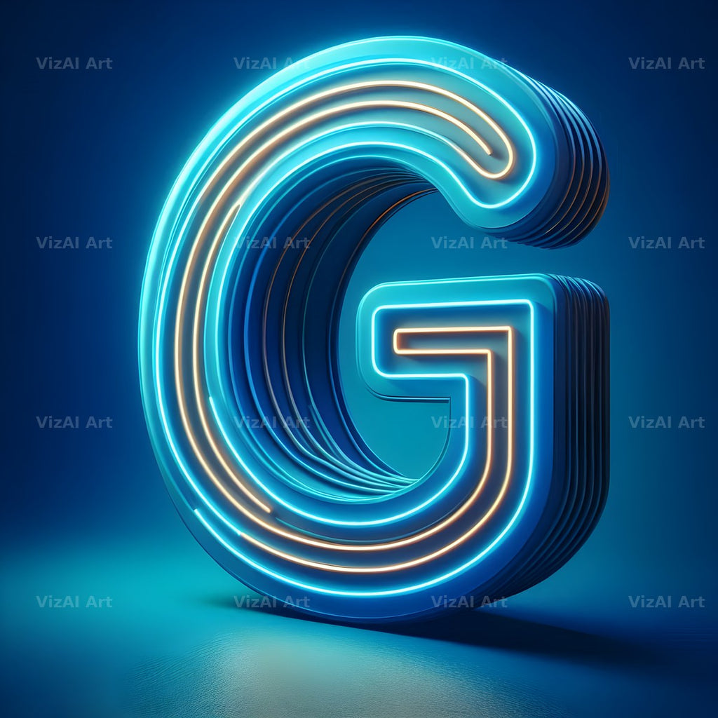 Electric Blue Neon alphabet letter G