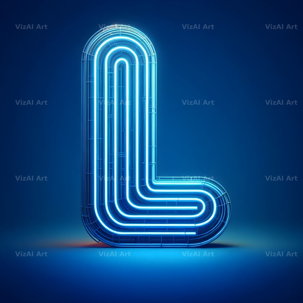 Electric Blue Neon alphabet letter L